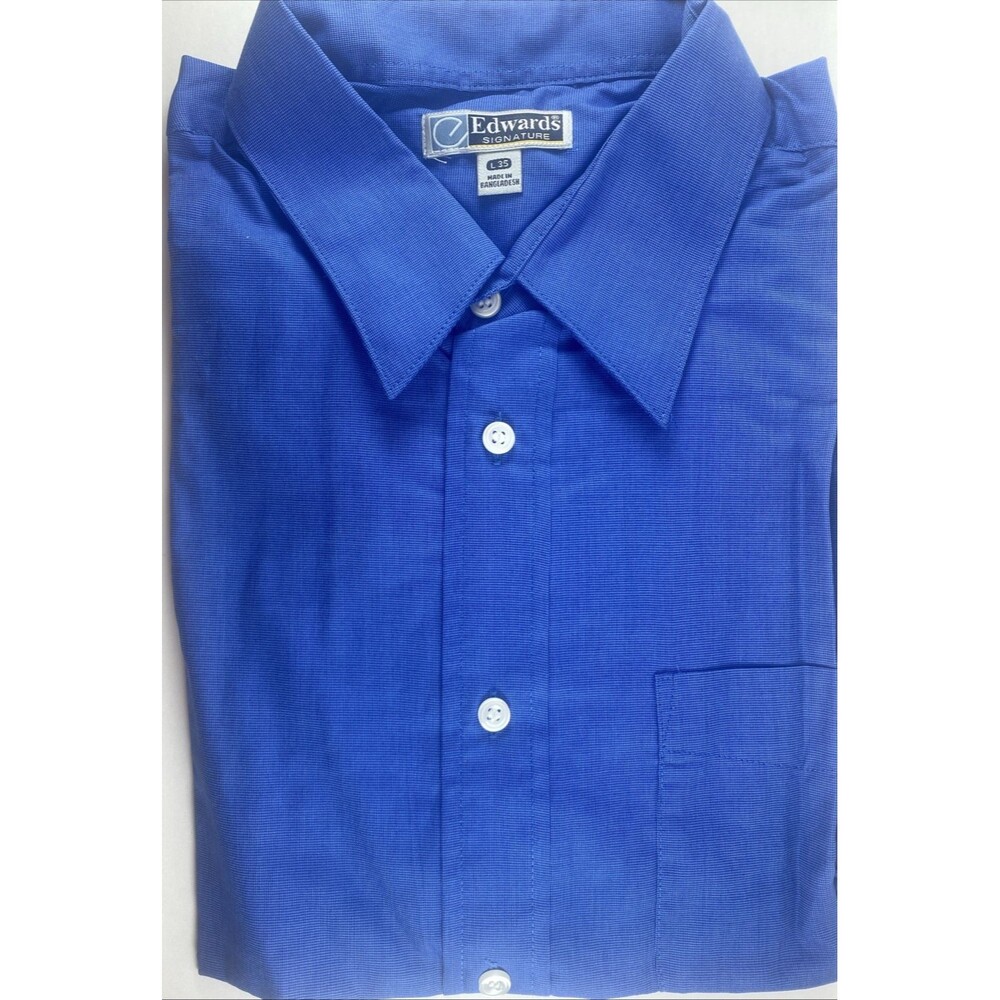 Edwards Garments 1965 Men's Pinpoint Oxford Blue Dress Shirt Long Sleeve NEW L35